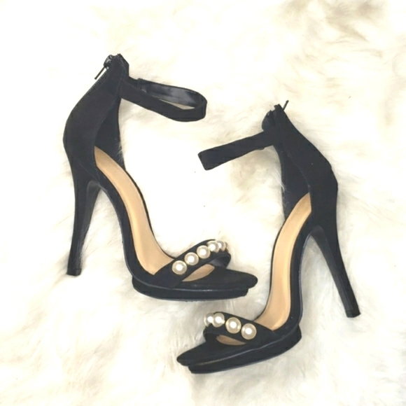 Wild Diva Lounge Retro Pearl embellished strap High Heel Stiletto Sandal 5.5 - Picture 2 of 14